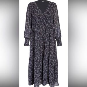 Madewell Georgette V-Neck Tiered Midi Dress in Enchanted Floral